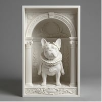 犬（フレンチブルドッグ）の3Dプリント ブックヌーク 白PLA 本棚インテリア