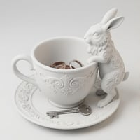うさぎ（ライオンヘッド）のアクセサリートレイ 小物入れ マットホワイト