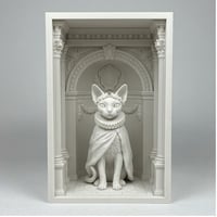 猫（デボンレックス）の3Dプリント ブックヌーク 白PLA 本棚インテリア