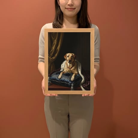犬（ラブラドールレトリバー）のルネサンス風肖像画 A4額装インテリア壁掛け