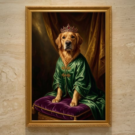 犬（ゴールデンレトリバー）のルネサンス風肖像画 A3額装インテリア壁掛け