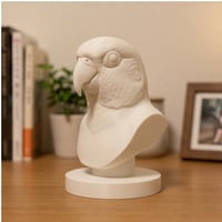 ナナイロメキシコインコの3Dプリント胸像 白PLA 彫刻 置物 インテリア