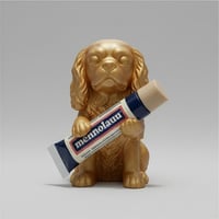 犬（キャバリア）の3Dプリント リップケース シルクゴールド キーホルダー