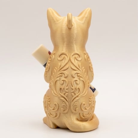 猫（トンキニーズ）の3Dプリント リップケース シルクゴールド キーホルダー