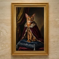猫（アビシニアン）のルネサンス風肖像画 油絵風アートA3額装インテリア壁掛け