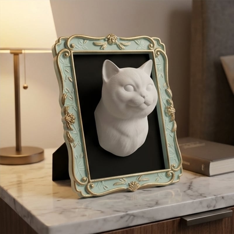 1704❣️ エドワード３世 レリーフ壁掛け彫刻 ブリティッシュショートヘアの壁掛けレリーフ 3Dプリント 白PLA