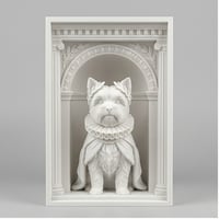 犬（ヨークシャーテリア）の3Dプリント ブックヌーク 白PLA 本棚インテリア