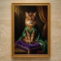 猫（ソマリ）のルネサンス風肖像画 油絵風アートA3額装インテリア壁掛け