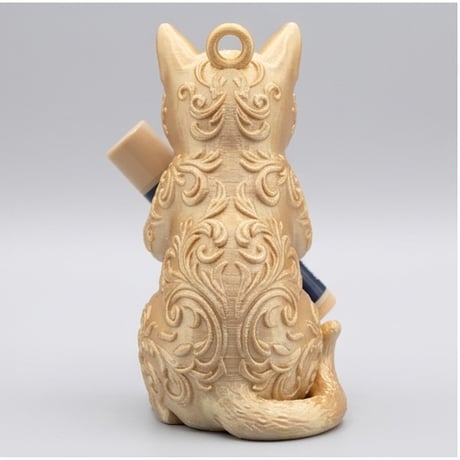 猫の3Dプリント リップケース シルクゴールド キーホルダー