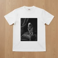 インコ（ヨウム）半袖Tシャツ ルネサンス風モノクロアート ホワイト 男女兼用