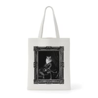 猫（ラグドール）トートバッグ ルネサンス風モノクロアート 額縁デザイン