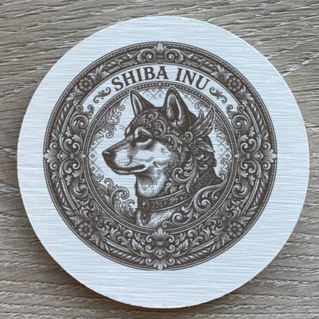 犬（柴犬）の紋章コースター 4枚セット アンティーク調（珪藻土配合）