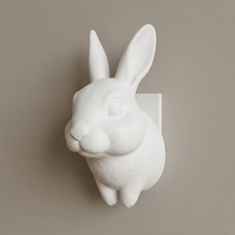 うさぎ（ダッチ）の壁掛けレリーフ 3Dプリント 白PLA インテリア