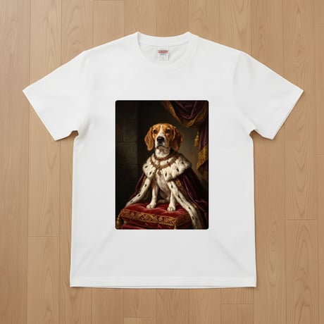 犬（ビーグル）半袖Tシャツ ルネサンス風カラーアート ホワイト 男女兼用