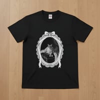 猫（バーマン）半袖Tシャツ ルネサンス風モノクロアート ブラック 男女兼用