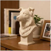 犬（ボーダーコリー）の3Dプリント胸像 白PLA 彫刻 置物 インテリア