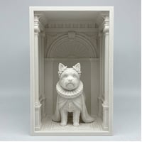 犬（ヨークシャーテリア）の3Dプリント ブックヌーク 白PLA 本棚インテリア