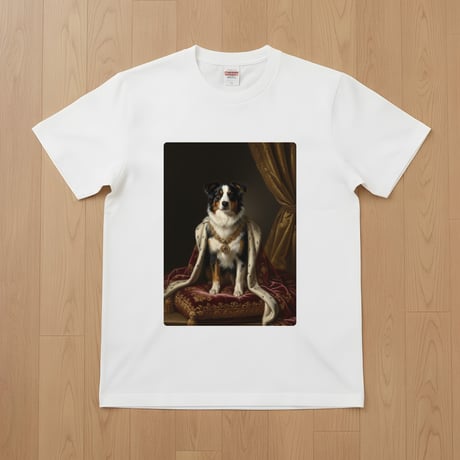 犬（ボーダーコリー）半袖Tシャツ ルネサンス風カラーアート ホワイト 男女兼用