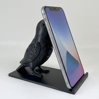 インコ（インドオオハナインコ）のスマホスタンド 卓上 シルクブラック