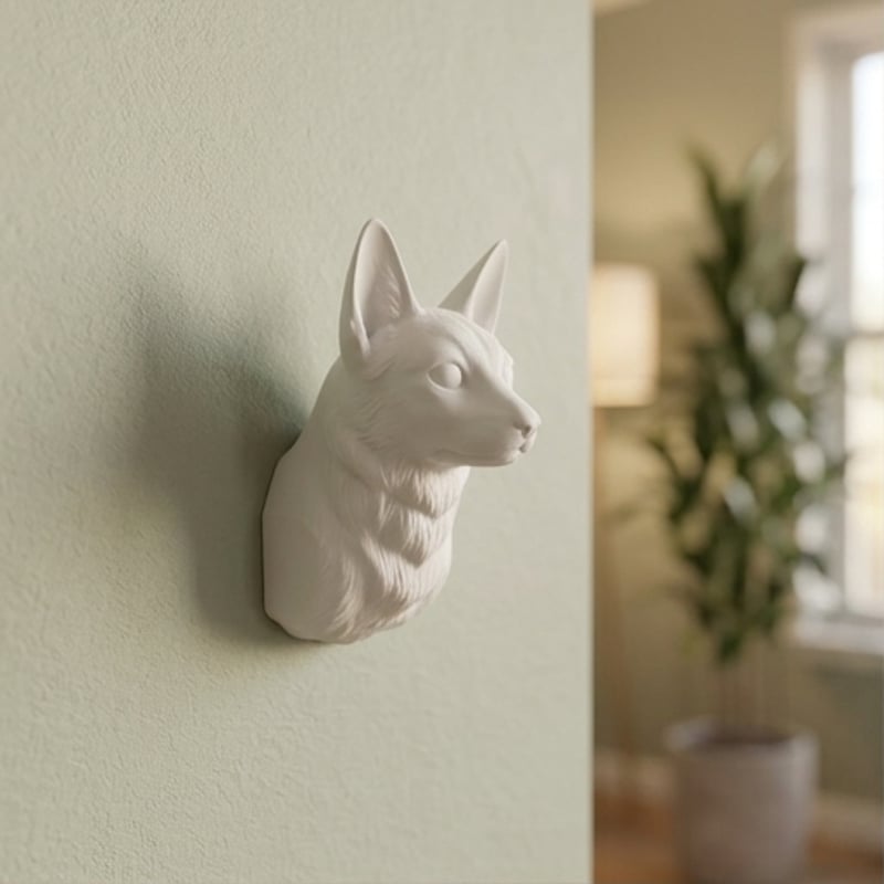 猫（トンキニーズ）の壁掛けレリーフ 3Dプリント 白PLA インテリア