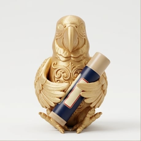 ルリコンゴウインコのリップケース 3Dプリント シルクゴールド キーホルダー