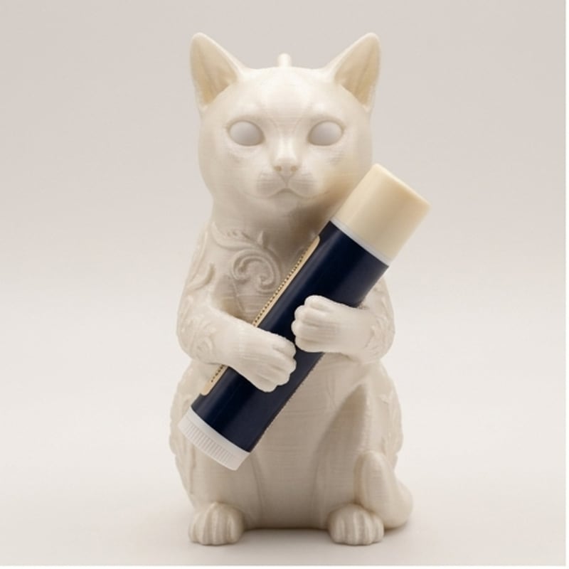猫（シャルトリュー）の3Dプリント リップケース シルクホワイト