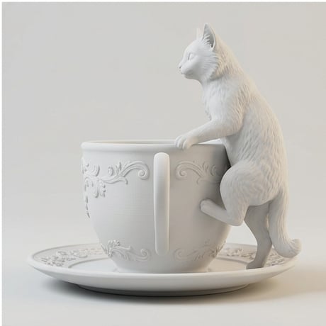 猫（ソマリ）のアクセサリートレイ 小物入れ マットホワイト