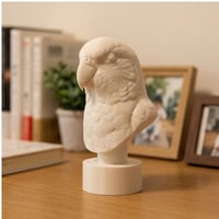 インコ（マメルリハ）の3Dプリント胸像 白PLA 彫刻 置物 インテリア