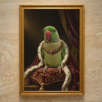 インコ（アレクサンドリンインコ）のルネサンス風肖像画 A3額装インテリア壁掛け