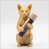 猫（オシキャット）の3Dプリント リップケース シルクゴールド キーホルダー