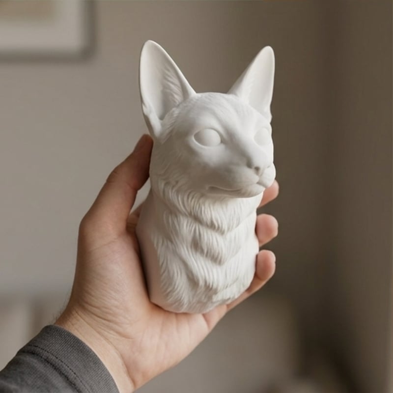 猫（トンキニーズ）の壁掛けレリーフ 3Dプリント 白PLA インテリア