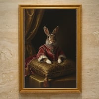 うさぎ（アメリカン）のルネサンス風肖像画 油絵風アートA3額装インテリア壁掛け