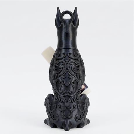 犬（ドーベルマン）の3Dプリント リップケース シルクブラック キーホルダー