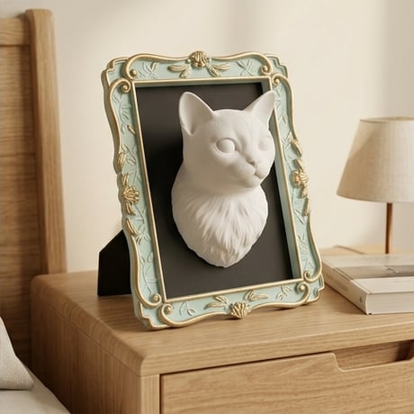 猫（バーミーズ）の壁掛けレリーフ 3Dプリント 白PLA インテリア