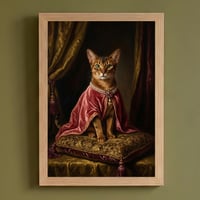 猫（アビシニアン）のルネサンス風肖像画 油絵風アートA4額装インテリア壁掛け