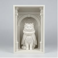 猫（ペルシャ猫）の3Dプリント ブックヌーク 白PLA 本棚インテリア