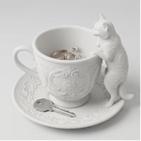 猫（ソマリ）のアクセサリートレイ 小物入れ マットホワイト