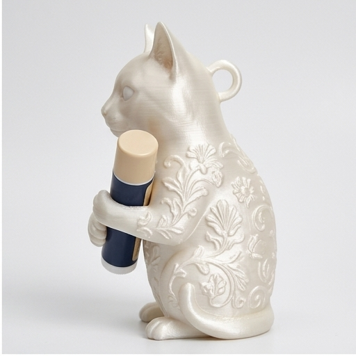 猫の3Dプリント リップケース シルクホワイト キーホルダー | うちの子
