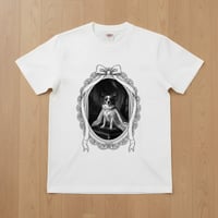 犬（パピヨン）半袖Tシャツ ルネサンス風モノクロアート ホワイト 男女兼用