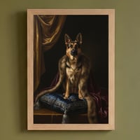 犬（ジャーマンシェパード）のルネサンス風肖像画 A4額装インテリア壁掛け