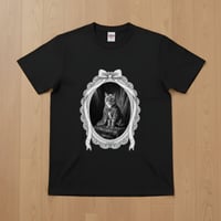 猫（シャム猫）半袖Tシャツ ルネサンス風モノクロアート ブラック 男女兼用