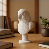 インコ（マメルリハ）の3Dプリント胸像 白PLA 彫刻 置物 インテリア