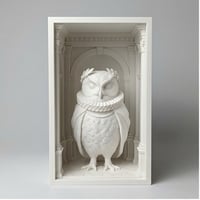 コノハズクの3Dプリント ブックヌーク 白PLA 本棚インテリア