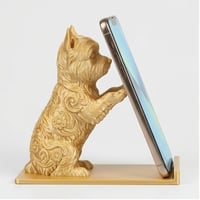犬（ヨークシャーテリア）のスマホスタンド 卓上 シルクゴールド