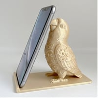 インコ（コガネメキシコインコ）のスマホスタンド 卓上 シルクゴールド