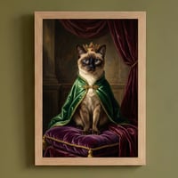 猫（バーミーズ）のルネサンス風肖像画 油絵風アートA4額装インテリア壁掛け