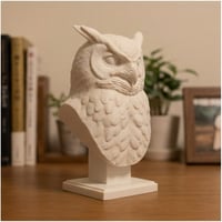 ベンガルワシミミズクの3Dプリント胸像 白PLA 彫刻 置物 インテリア