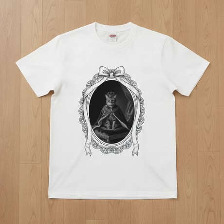 アメリカンショートヘア半袖Tシャツ ルネサンス風モノクロ ホワイト 男女兼用
