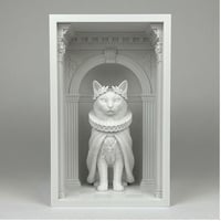 猫（ソマリ）の3Dプリント ブックヌーク 白PLA 本棚インテリア