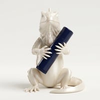 レッドイグアナのリップケース 3Dプリント シルクホワイト キーホルダー